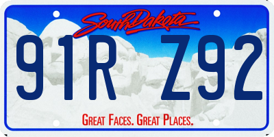 SD license plate 91RZ92