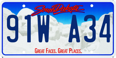 SD license plate 91WA34