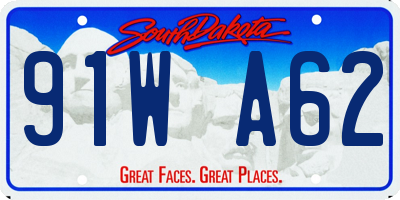 SD license plate 91WA62