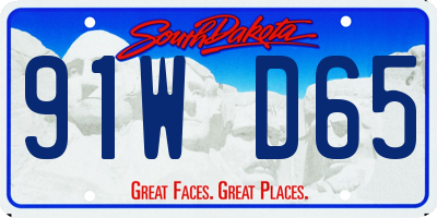SD license plate 91WD65