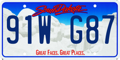 SD license plate 91WG87