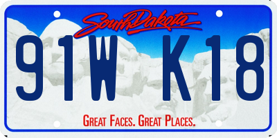 SD license plate 91WK18