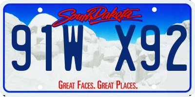 SD license plate 91WX92