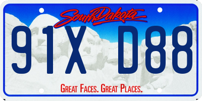 SD license plate 91XD88