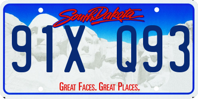 SD license plate 91XQ93