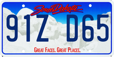 SD license plate 91ZD65