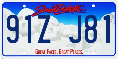 SD license plate 91ZJ81