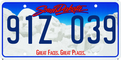 SD license plate 91ZO39