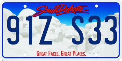 SD license plate 91ZS33