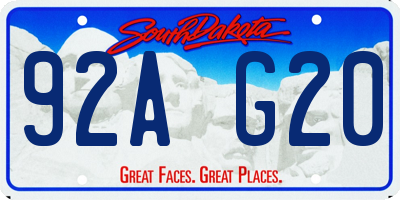 SD license plate 92AG20