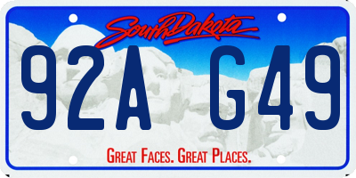 SD license plate 92AG49