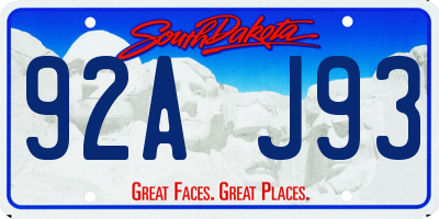 SD license plate 92AJ93