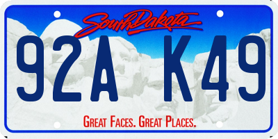 SD license plate 92AK49