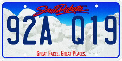 SD license plate 92AQ19
