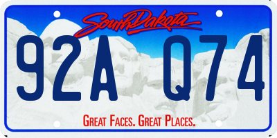 SD license plate 92AQ74
