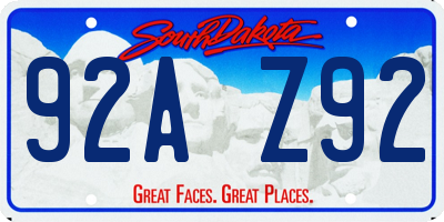 SD license plate 92AZ92