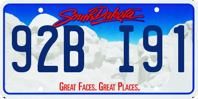SD license plate 92BI91