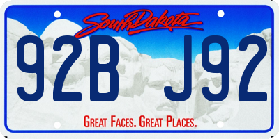 SD license plate 92BJ92