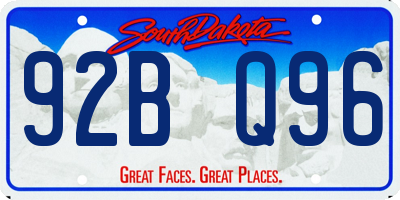 SD license plate 92BQ96