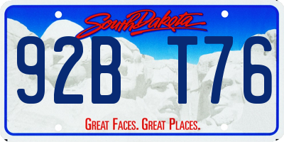 SD license plate 92BT76
