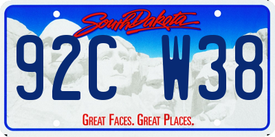 SD license plate 92CW38