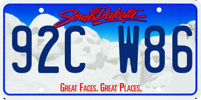 SD license plate 92CW86