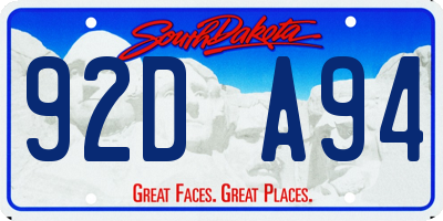 SD license plate 92DA94