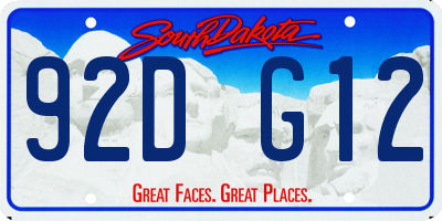 SD license plate 92DG12