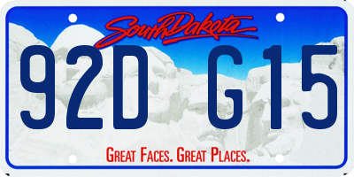 SD license plate 92DG15