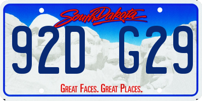 SD license plate 92DG29