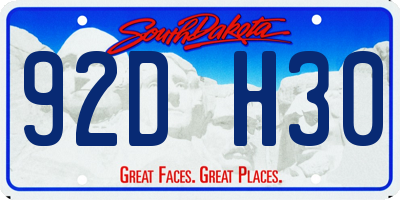 SD license plate 92DH30
