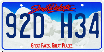 SD license plate 92DH34