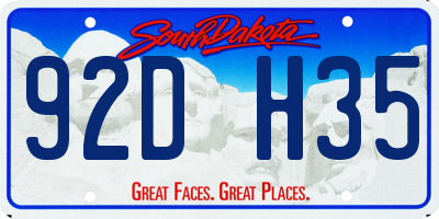 SD license plate 92DH35