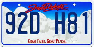 SD license plate 92DH81