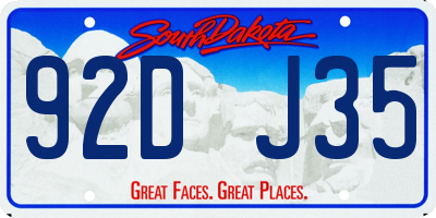 SD license plate 92DJ35