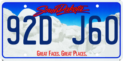 SD license plate 92DJ60