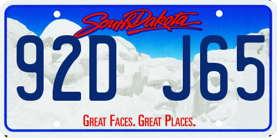 SD license plate 92DJ65