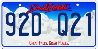 SD license plate 92DQ21