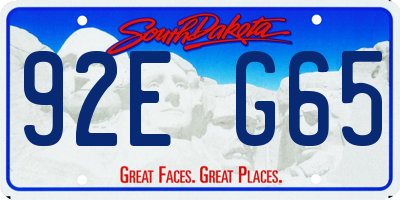 SD license plate 92EG65