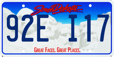 SD license plate 92EI17