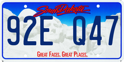 SD license plate 92EQ47