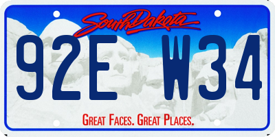 SD license plate 92EW34