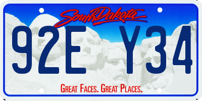 SD license plate 92EY34