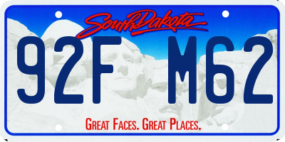 SD license plate 92FM62