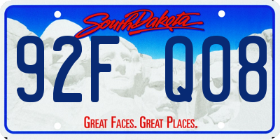 SD license plate 92FQ08