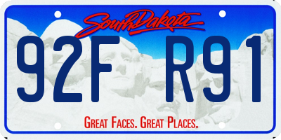 SD license plate 92FR91