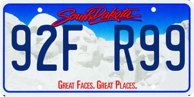 SD license plate 92FR99