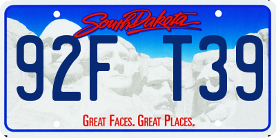 SD license plate 92FT39