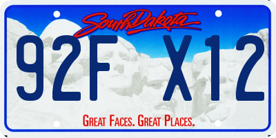 SD license plate 92FX12