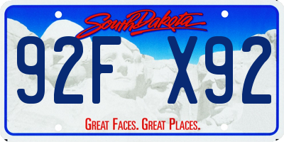 SD license plate 92FX92